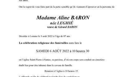 Madame Aline BARON née LEGHIÉ
