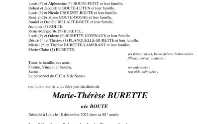Mme Marie-Thérèse BURETTE née BOUTE