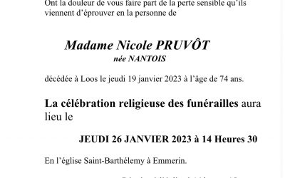 Madame Nicole PRUVÔT Née Nantois