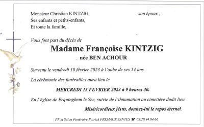Madame Françoise KINTZIG née BEN ACHOUR