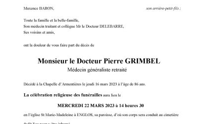 Monsieur le Docteur Pierre GRIMBEL