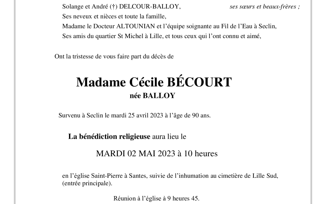 Madame Cécile BECOURT née BALLOY