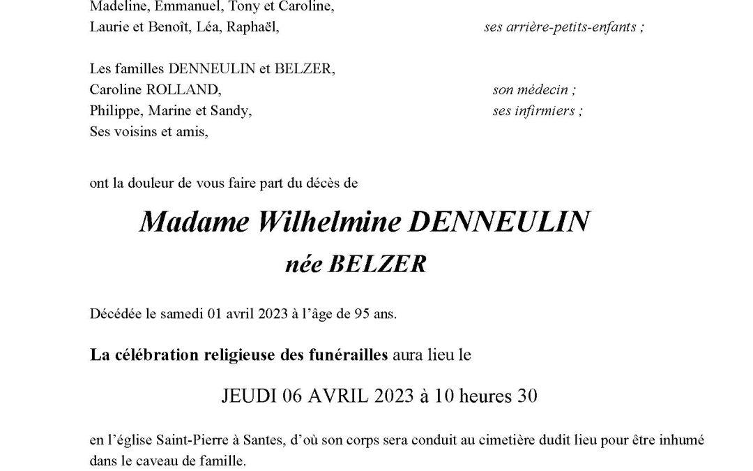 Madame Wilhelmine DENNEULIN née BELZER