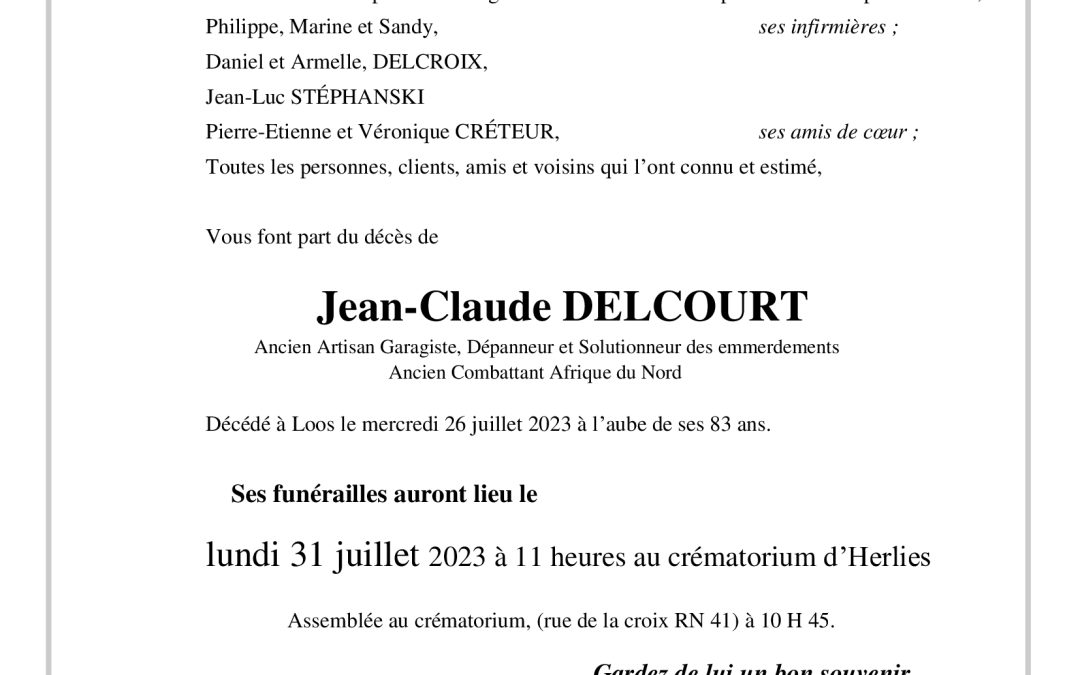 Monsieur Jean-Claude DELCOURT