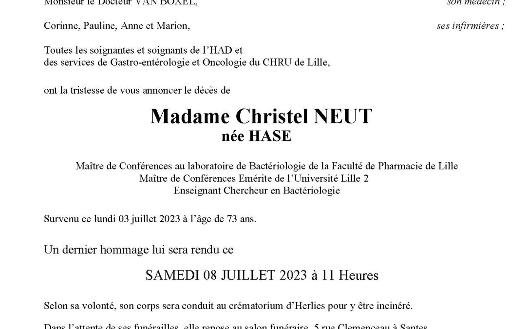 Madame Christel NEUT née HASE