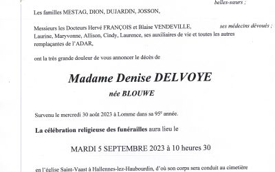 Madame Denise DELVOYE née BLOUWE