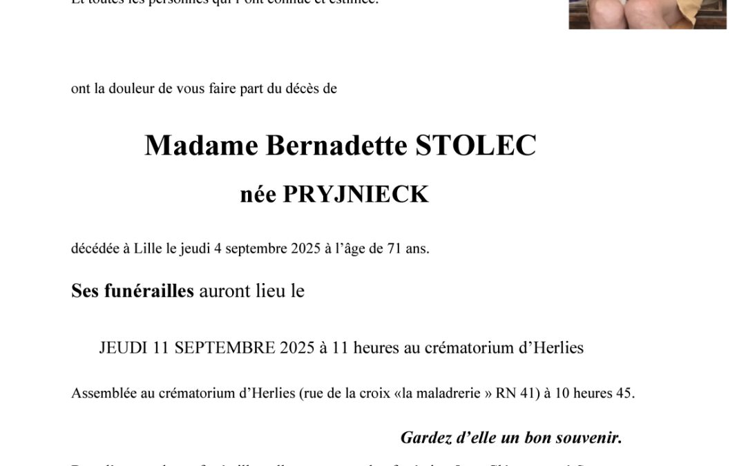 Madame Bernadette STOLEC née PRYJNIECK