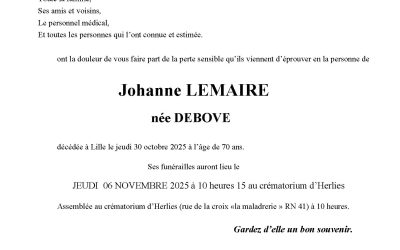 Madame Johanne LEMAIRE née DEBOVE