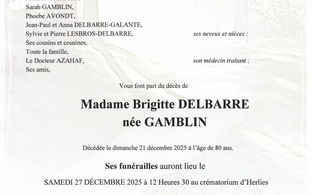 Mme Brigitte DELBARRE née GAMBLIN
