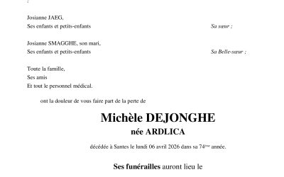 Mme Michèle DEJONGHE née ARDLICA